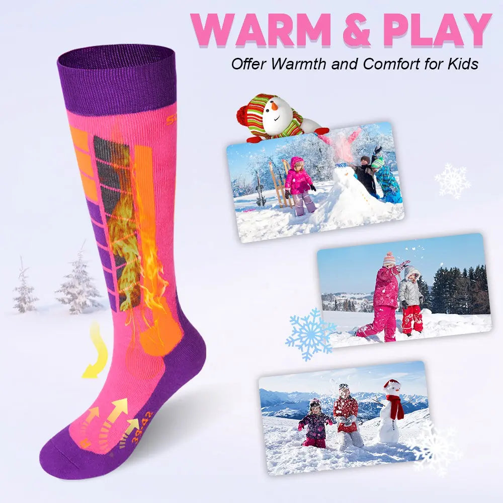 Soared Winter Ski Socks Snowboard Snow Warm Knee Over the Calf OTC High Performance 2 Pairs for Kids Womens Mens SOARED