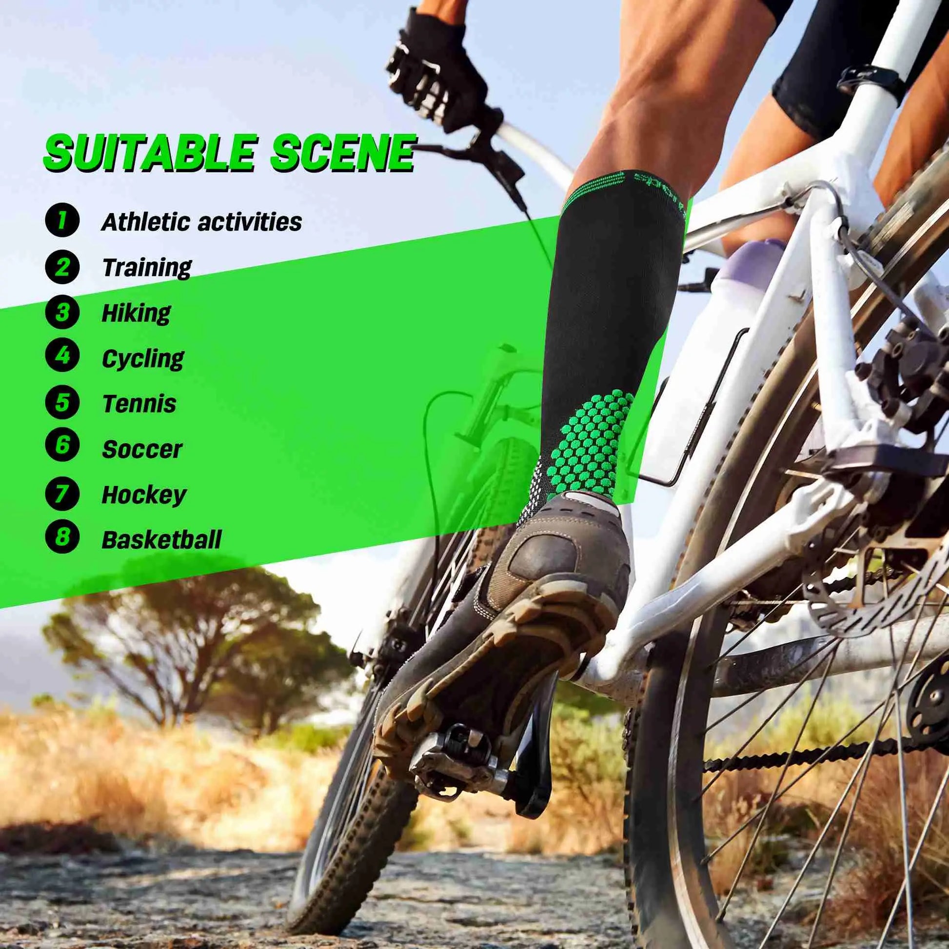 TopAcsy Compression Socks for Men Women, 15-20 mmHg Knee High Lightweight Running Cycling Sock TopAcsy