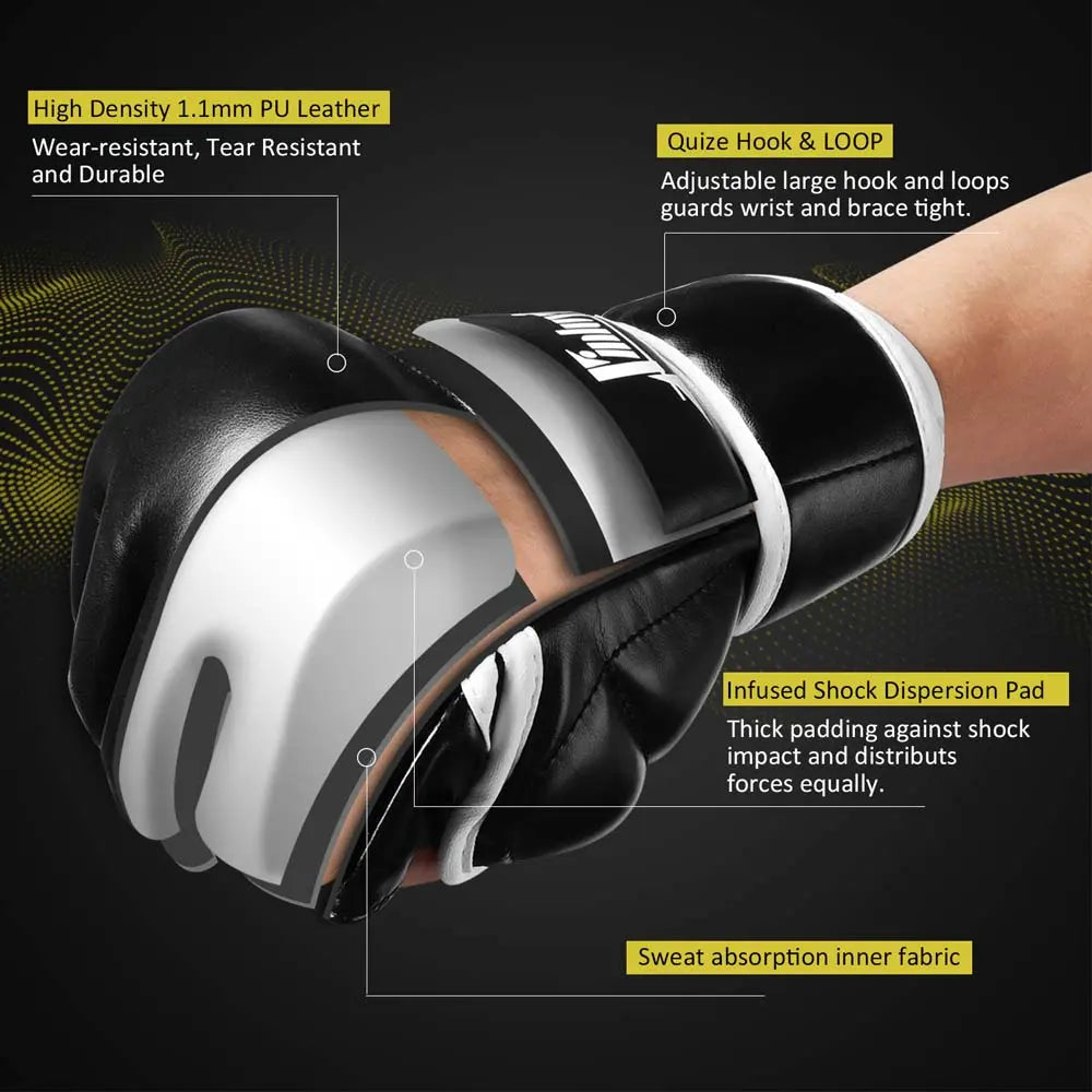 Xinluying MMA Gloves Martial Arts Grappling Sparring Punch Bag UFC Boxing Training Half Mitts for Men Women Xinluying