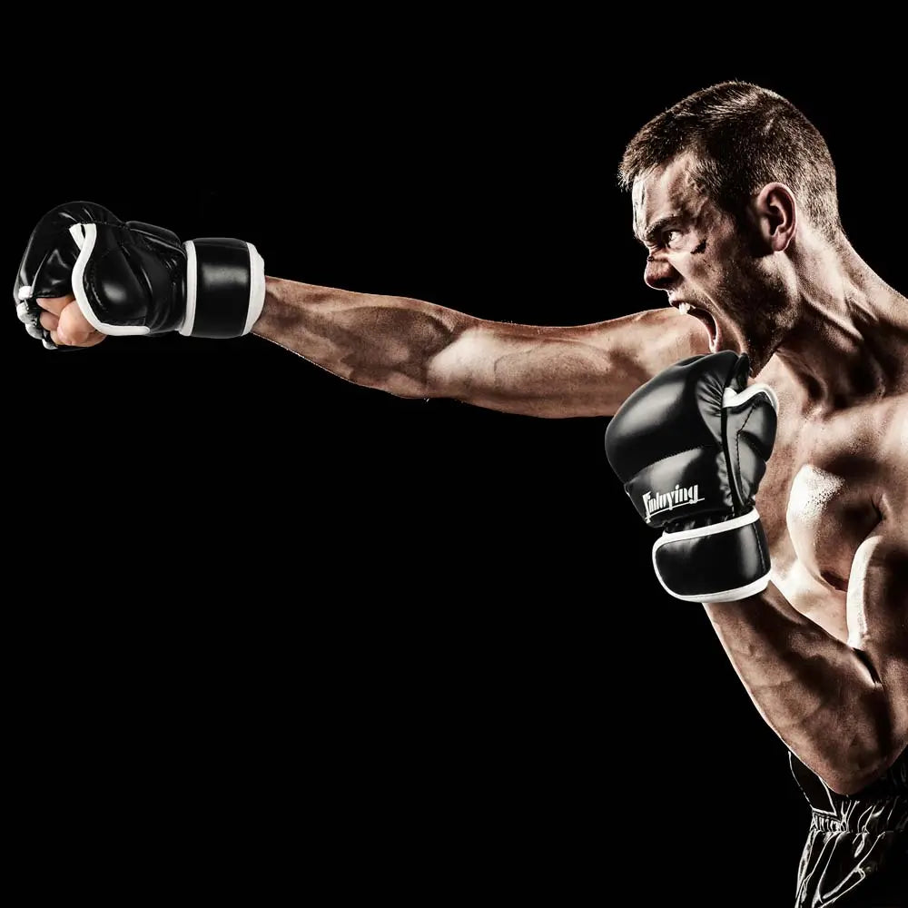 Xinluying MMA Gloves Martial Arts Grappling Sparring Punch Bag UFC Boxing Training Half Mitts for Men Women Xinluying