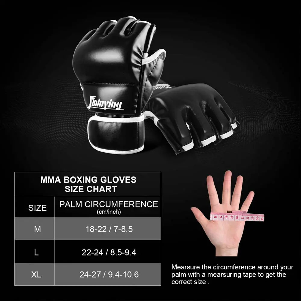 Xinluying MMA Gloves Martial Arts Grappling Sparring Punch Bag UFC Boxing Training Half Mitts for Men Women Xinluying